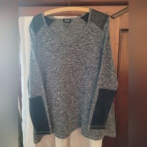 JONES NEW YORK WOMEN'S CASUAL LONG SLEEVE TOP WITH FAUX LEATHER INSERT - SIZE XL